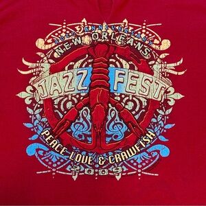 Vintage New Orleans JazzFest Red T-Shirt 2009 40th Anniversary Crawfish Graphic